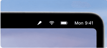 QuickDrop's icon in the menu bar, next to the notch
